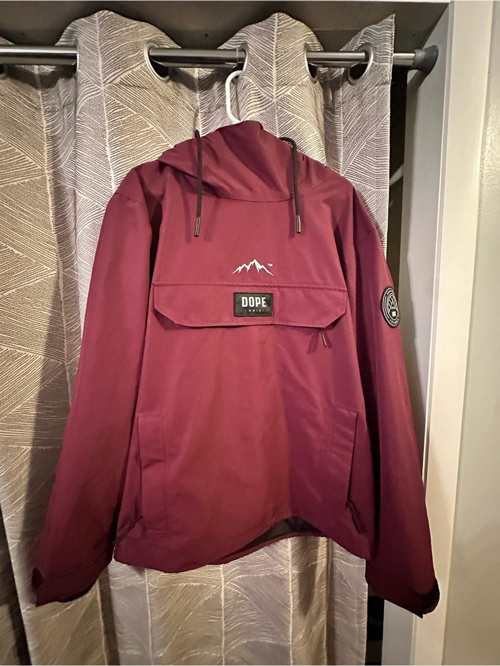 DOPE Maroon Hooded Ski Anorak Jacket